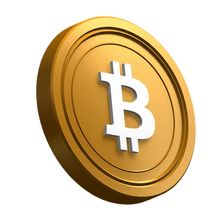 Schuin geplaatste Bitcoin BTC-munt als visueel onderdeel van de hero-sectie