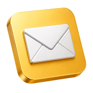 Decoratief 3D-pictogram van een e-mail op de contactpagina